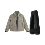 Хаки топ + черные штаны с флисовой подкладкой