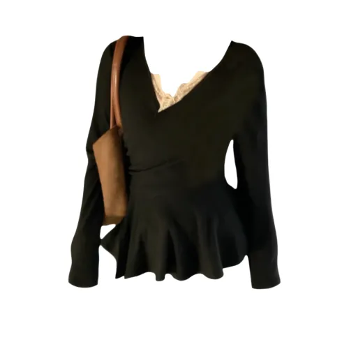 ONENINE34PM Mock Двухкомпонентный Кружевной Топ Женский Трикотаж