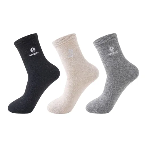 NAVIGARE [3 упаковки] 1 черный + 1 бежевый + 1 светло-серый Женские носки MID до икры