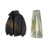 Чёрный + Желтый Грязь Джинсы с Флисовой Подкладкой