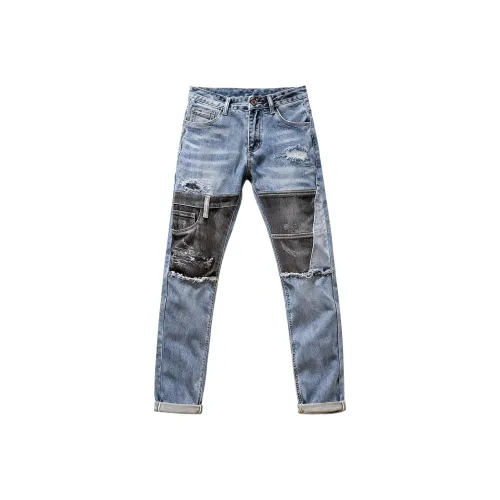 Devanro Винтажные синие мужские джинсы