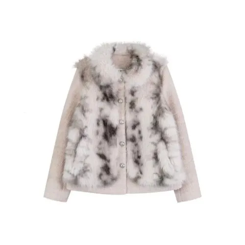 EMDPN Серый Розовый Женский Бархатный Куртка