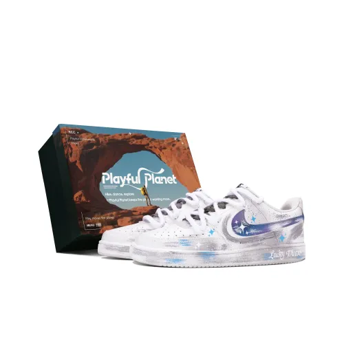 Nike Court Vision 1 Устойчивые к истиранию низкие скейтборд-кроссовки Мужские Серый Фиолетовый Синий