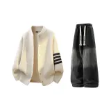 Ecru + Black Jeans Fleece-Lined  
Экрю + Черный Джинсы с Флисовой Подкладкой