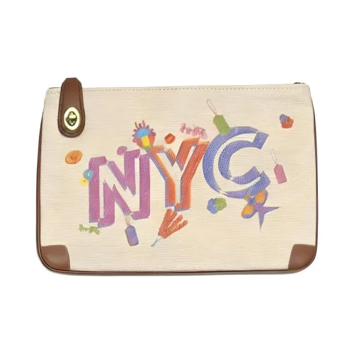 COACH Beijing Коллаборация Ткань Клатч Женский Бежевый и Коричневый