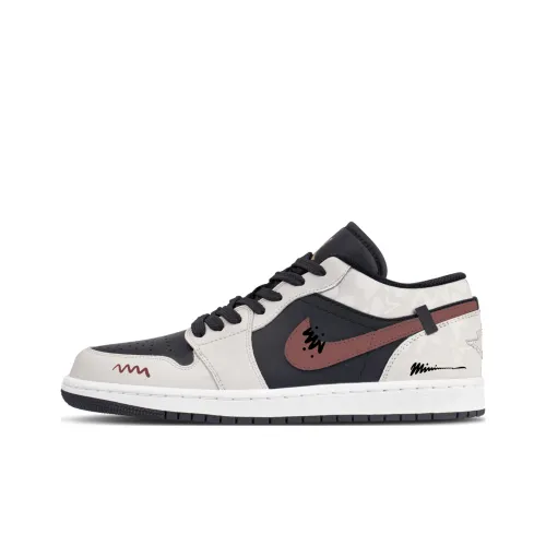 Jordan Air Jordan 1 Легкий визуально увеличивает рост Низкий Топ Винтажные баскетбольные кроссовки Мужской Белый Красный