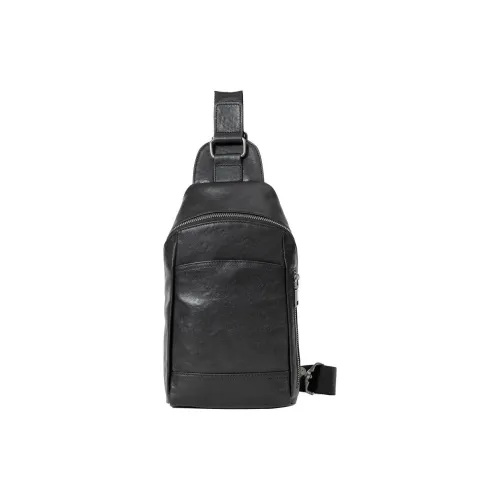 VIHUS Сумка через плечо из натуральной коровьей кожи мужская черная