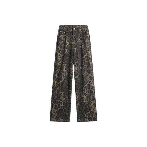 MoYu Леопардовый принт Унисекс Джинсы