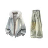 Бежевый абрикос + желтый грязь джинсы с флисовой подкладкой