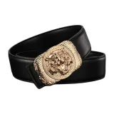 Черный без рисунка, плетение + золотистый, голова тигра