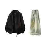 Чёрный + Желтый Грязь Джинсы с Флисовой Подкладкой