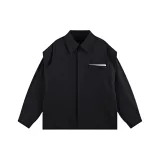 Черный [V-образный вырез, двухслойный, имитация двухслойности, дизайн]