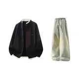 Чёрный + Желтый Грязь Джинсы с Флисовой Подкладкой