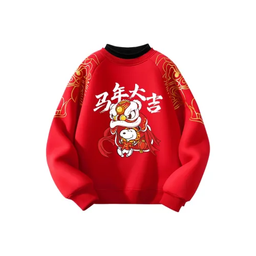SNOOPY [Детский новогодний флисовый костюм с принтом "Сновы" для новогодних праздников] Красный Nubi Lion Год_5 Предшкольные свитшоты