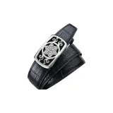 Серебряный, голова крокодила, узор, ремень