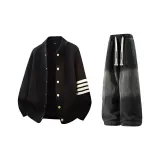 Чёрный + Чёрный Джинсы с Флисовой Подкладкой