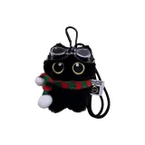 [Красный зеленый шарф + очки для плавания] Маленький черный кот - черный шнурок