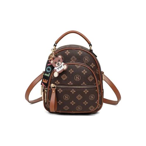 VINEY Синтетическая кожа Рюкзак Стандартный Женский Кофейный