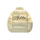 Светло-желтый, одиночный, пуховик [воротник-стойка]