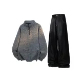 Темный Фотиния Серый Топ + Черные Штаны