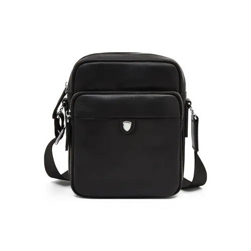 LAORENTOU Сумка через плечо из натуральной коровьей кожи стандартная мужская черная