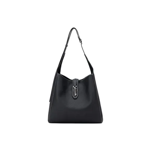 SHIZIYOUA Сумка через плечо из коровьей кожи стандартная женская черная