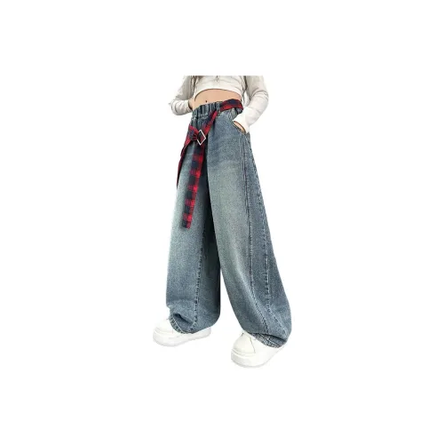 Marcolor Шаровары с Клетчатый Малыш Подкладка для Подгузников Школьный возраст Джинсы