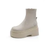 Бежевые ботильоны с флисовой подкладкой