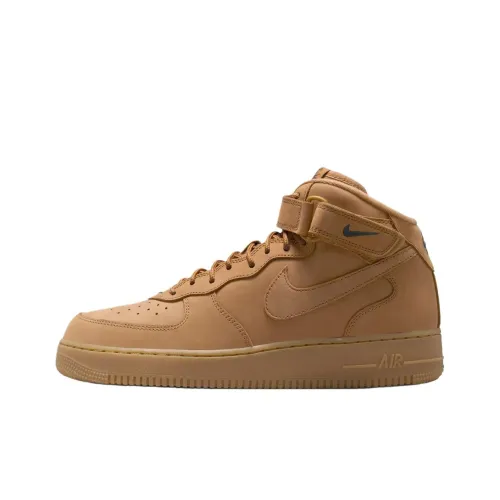 Nike Air Force 1 Fla Non Slip Легкий MID Топ Кроссовки для скейтбординга Мужской Пшеница 2014