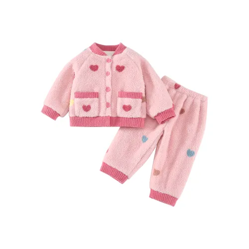 YUNPO Розовый Плюшевый Утолщенный Термический Комплект Пижам KIDS Lounge Комплект