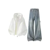 Белое пальто + ностальгические синие джинсы