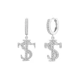 Полностью украшенные горным хрусталем STK Серьги-кольца - 1 пара