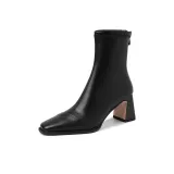 Чёрный, высокий каблук, флисовая подкладка