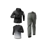 Трехкомпонентный комплект (Черное пальто + Черно-серый облегающий топ с длинным рукавом + Темно-серые штаны)