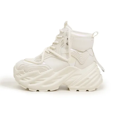 MILANLIANGE Амортизация устойчивость к истиранию противоскользящие высокий топ кроссовки с толстой подошвой женские