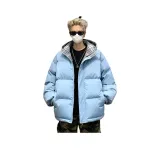 Синий хлопковый пуховик