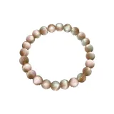 Розовый тонкий браслет с бусинами из вафельного материала - 8 мм