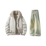 Светлый бежевый + желтый грязь джинсы с флисовой подкладкой