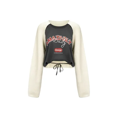 XINTATA Темно-серый Абрикосовый Топ Женский Свитшот