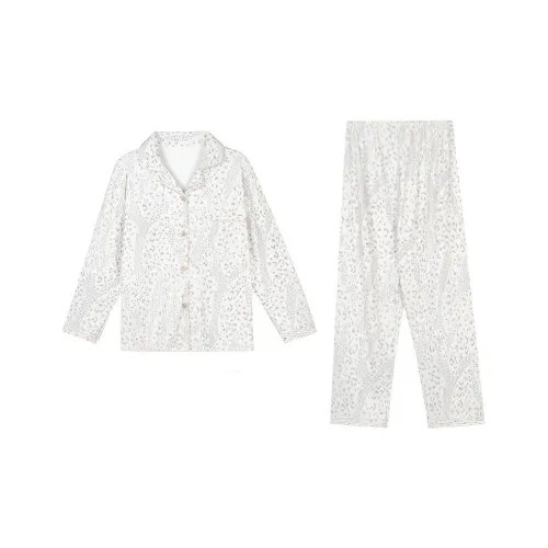 XIAOLIZI Maillard Style Белый Леопард С принтом Женские Пижамные Комплекты