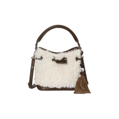 URBAN REVIVO Ткань + Искусственная кожа Сумка через плечо Женская Экрю