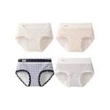 [Тип A Heather Cotton 4 Pack] Полосы + Кофейная клетка + Сердце синяя клетка + Светло-синяя клетка