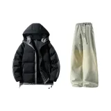 Чёрный + Желтый Грязь Джинсы с Флисовой Подкладкой