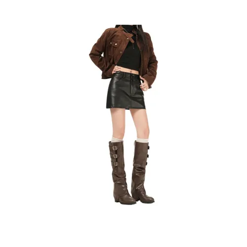 MENING Кожаные короткие юбки женские