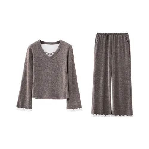 XIPOPIN Осенне-зимняя пижама и домашняя одежда для женщин светлый кофейный