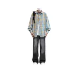 Желтая рубашка + футболка + белые джинсы, серый комплект из 3-х