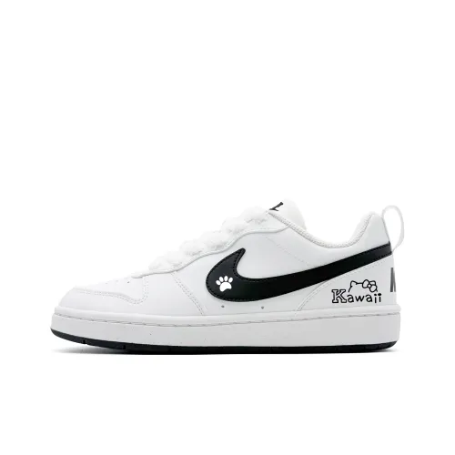 Nike Court Borough Kawaii Meow Устойчивый к истиранию Низкий Топ Детские Скейтбординги Черный Белый Подростки