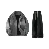 Серый + Черный Джинсы с Флисовой Подкладкой