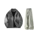 Серый + Желтый Грязь Джинсы с Флисовой Подкладкой