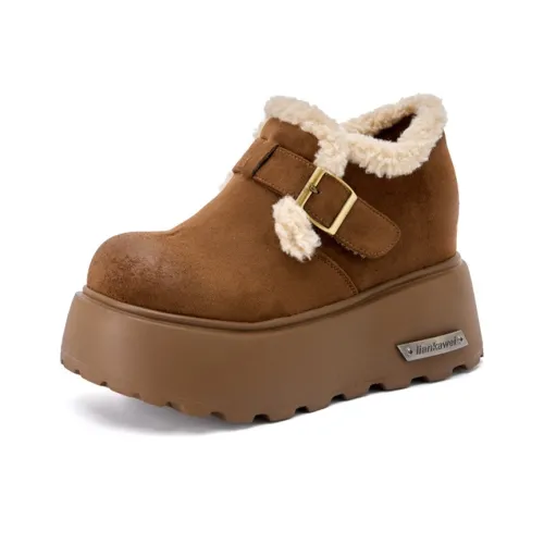 Lanza Винтаж Флок Снежные Ботинки Slip-On Утолщенные и с Флисовой Подкладкой Универсальные